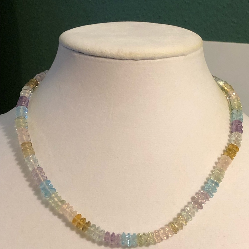 Multi Gemstone Rondelle Necklace 148 ctw